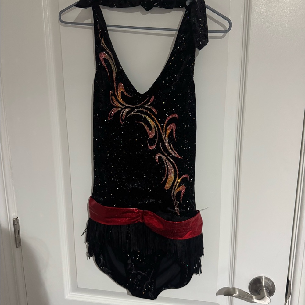 Glittery Black and Red Kids Dance Costume